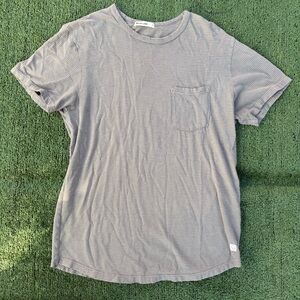 Marine Layer Green Striped T-Shirt with Pocket, size small